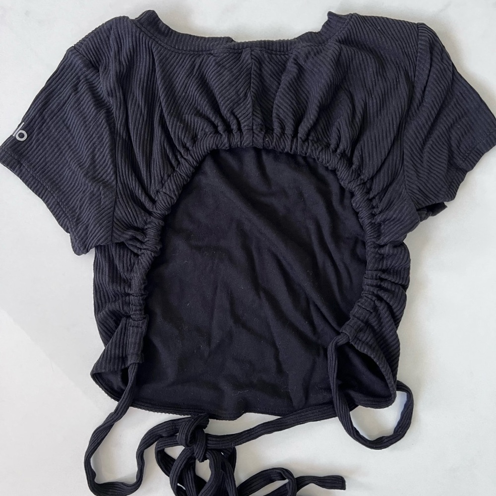 ALO Yoga Black Wrap Crop Top - Picture 5 of 7